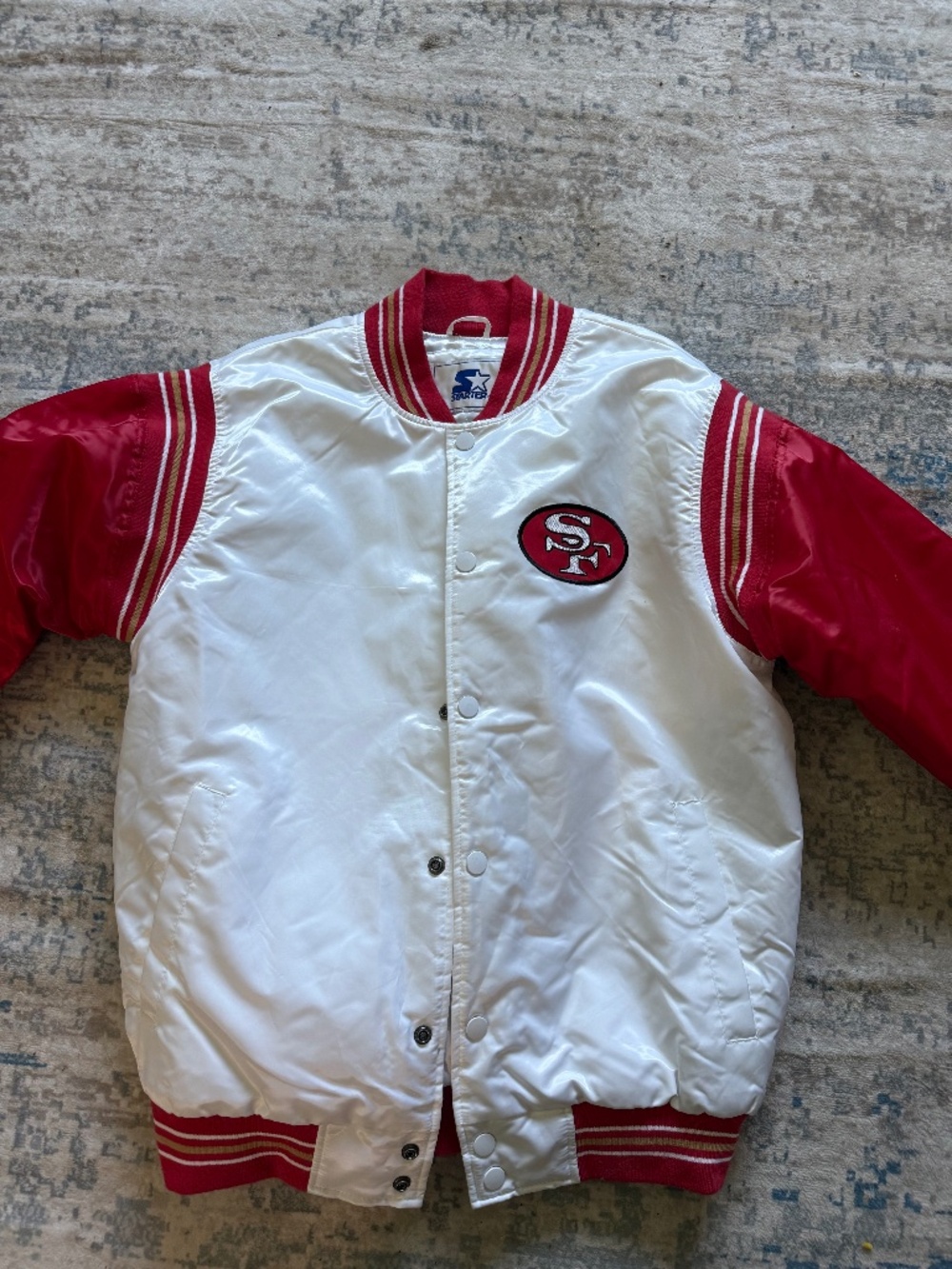 49ers white starter jacket
